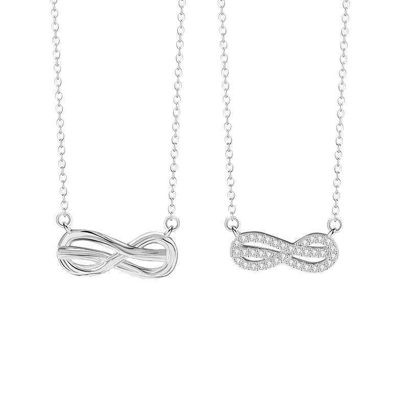 Mobius Ring Sterling Silver 925 Couple Necklace Light Luxury High-Grade Zircon Clavicle Chain Ins Infinite Symbol Pendant