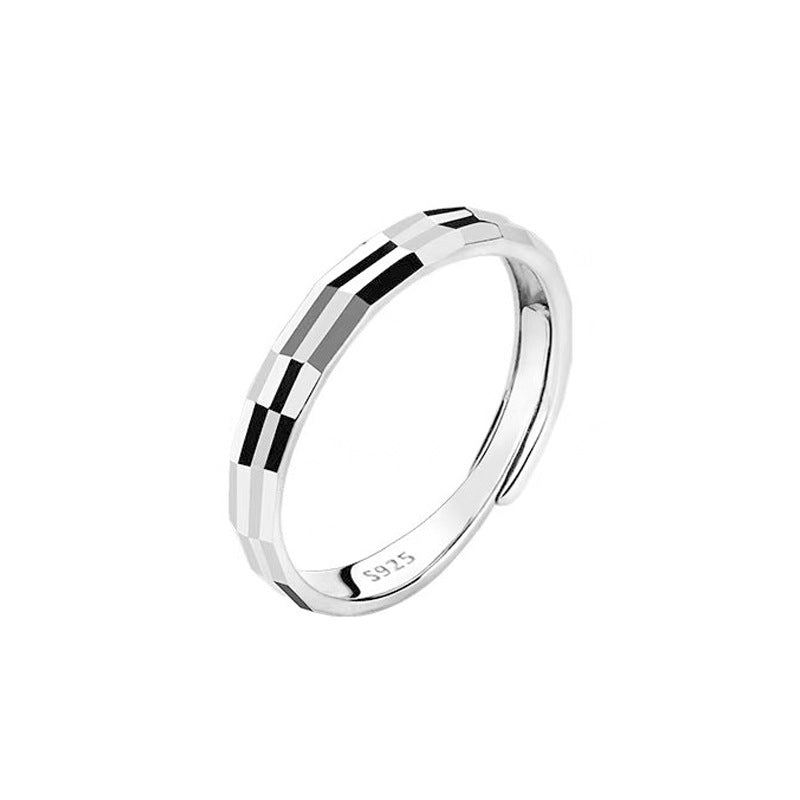 Fearless Sterling Silver 925 Ring Boys Niche Design Light Luxury Glossy Plain Ring Ins Cold Wind Single Ring