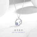 Rainy Season Floral Sterling Silver 925 Necklace Female Niche Design Light Luxury Zircon Clavicle Chain Ins Style Glass Stone Pendant