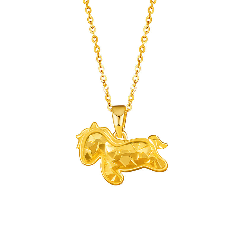 Immediately Rich Flower Sterling Silver 925 Necklace Women's Light Luxury High-Grade Sense Birth Year Clavicle Chain Ins Style Zodiac Horse Pendant