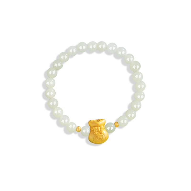 Sterling Silver Bag and Bow Bracelet – Hetian Jade