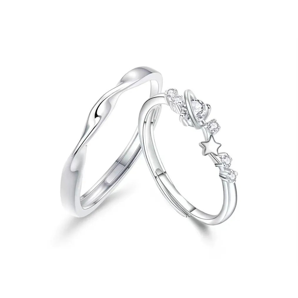 Mobius Pure Silver 999 Couple Ring Light Luxury High Sense Planet Ring Ins Style Valentine's Day Star Ring