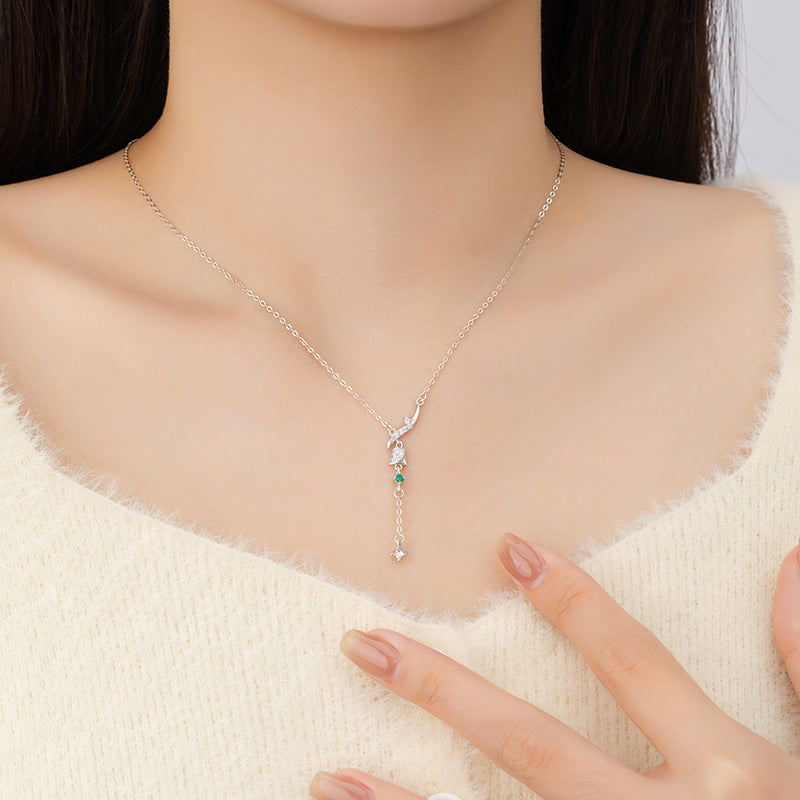 Original Lily Sterling Silver 925 Necklace Female Niche Design Light Luxury Tassel Clavicle Chain Ins Style Flower Pendant