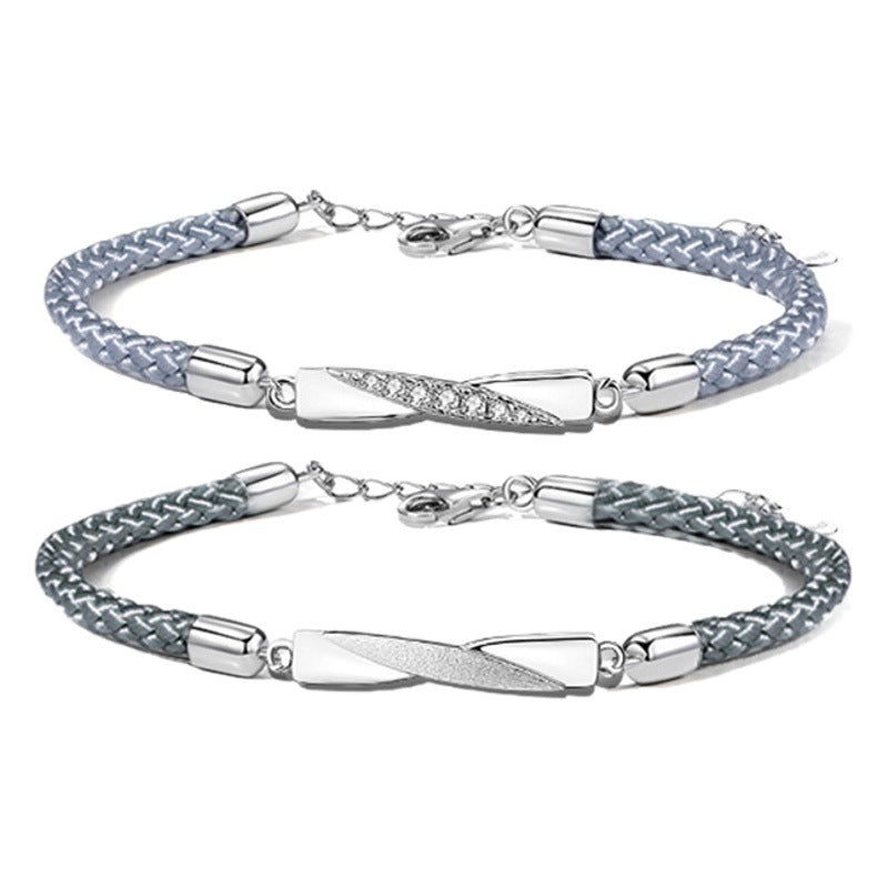 Mobius Sterling Silver Couple Bracelet a Pair of Commemorative Niche Design Sense Bracelet Love Ins Festival Gift Bracelet