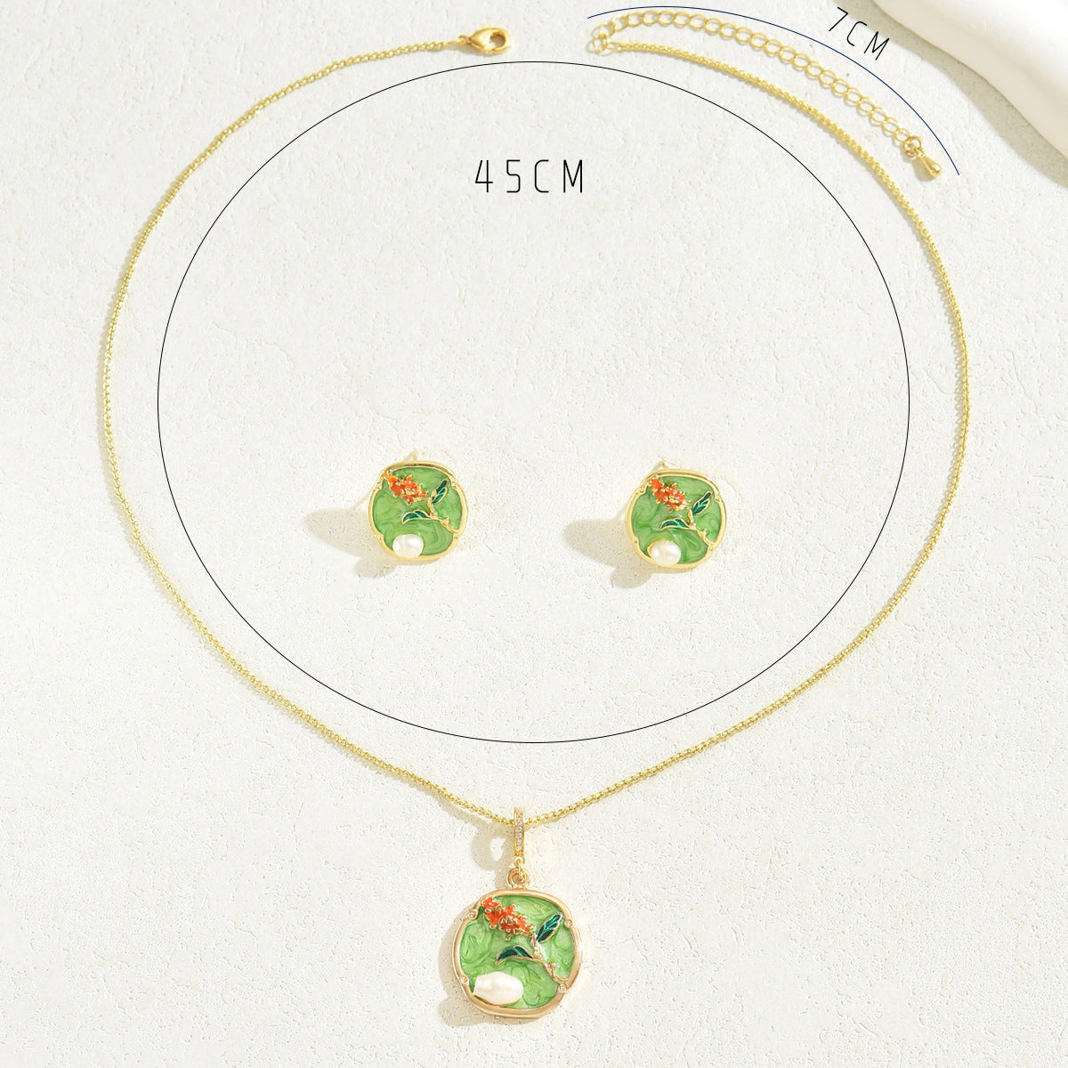 Green Rose-Pattern Disc Jewelry — product image 3