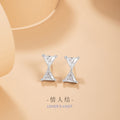 Bowknot Sterling Silver 925 Stud Earrings Female Niche Design Light Luxury Triangle Zircon Earrings Ins Style Geometric Earrings