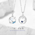 Whale Has You Sterling Silver 925 Couple Necklace, INS Glazed Stone Clavicle Chain 520 Valentine's Day Fishtail Pendant