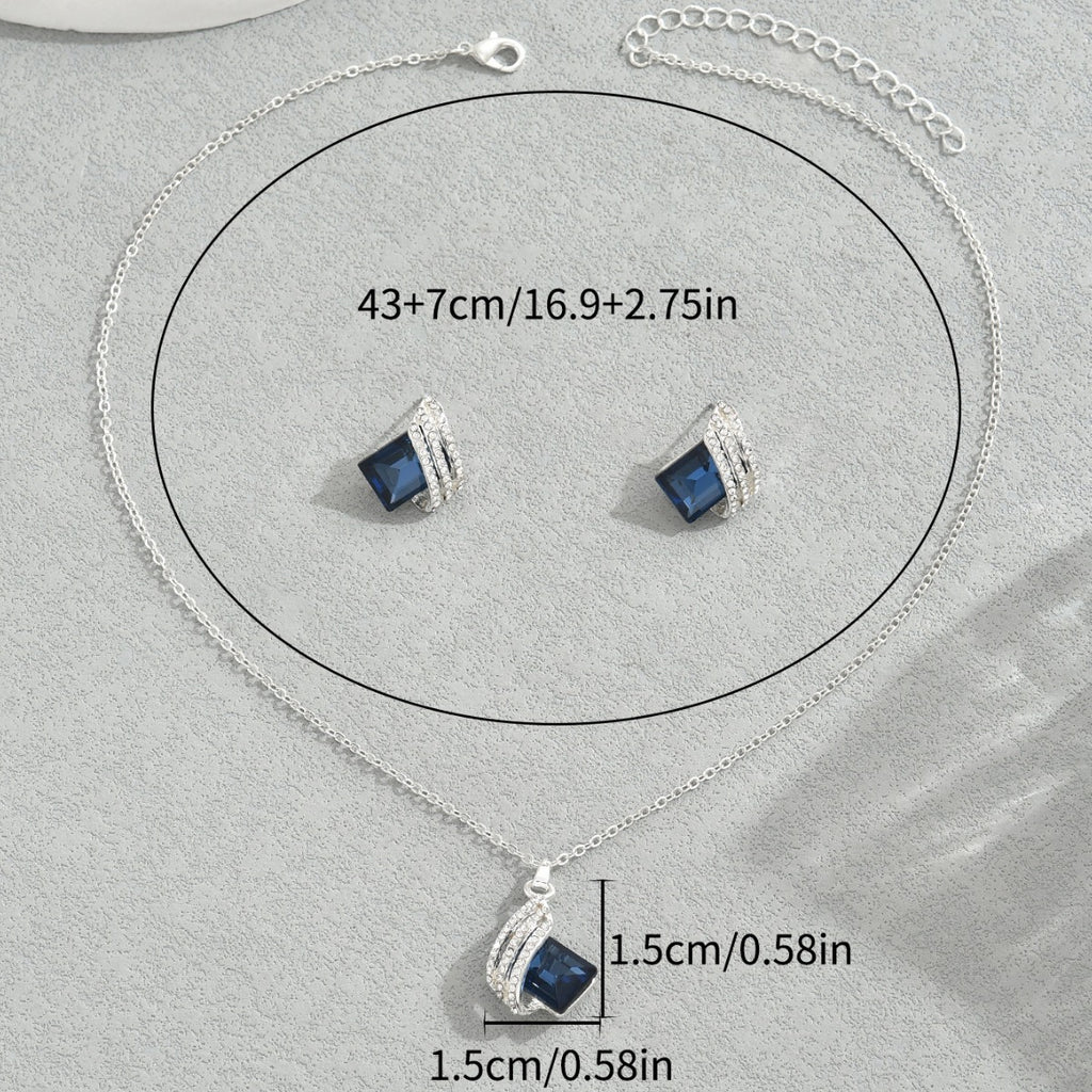 Dark Blue Geometric Drop Jewelry — product image 4