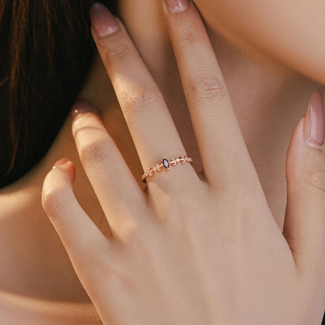Iris Sterling Silver 925 Ring Female Niche Design Light Luxury Horse Eye Zircon Ring Ins Style Little Red Book Ring