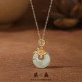 New Chinese Style Hetian Jade Moli Necklace S925 Sterling Silver Lucky Princess Buckle Clavicle Chain Niche Light Luxury Accessories Wholesale