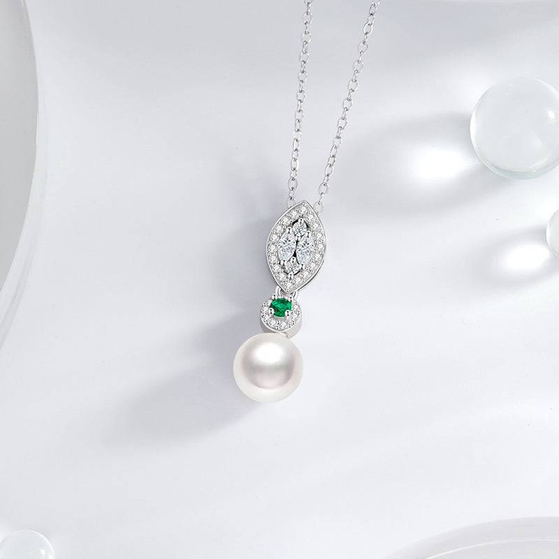 Flower Sterling Silver 925 Necklace Female Niche Design Light Luxury Shijia Pearl Clavicle Chain Socialite Style Zircon Pendant
