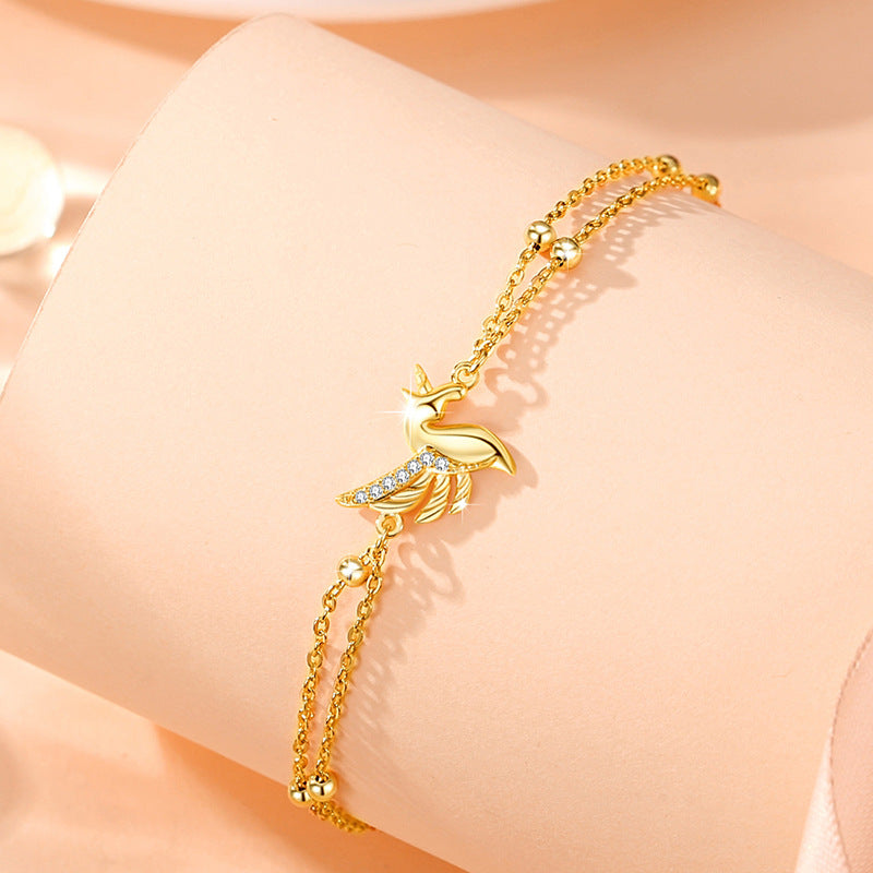 Unicorn Sterling Silver 925 Bracelet Female Niche Design Light Luxury Zircon Bracelet Get Things Ins Style Tianma Bracelet