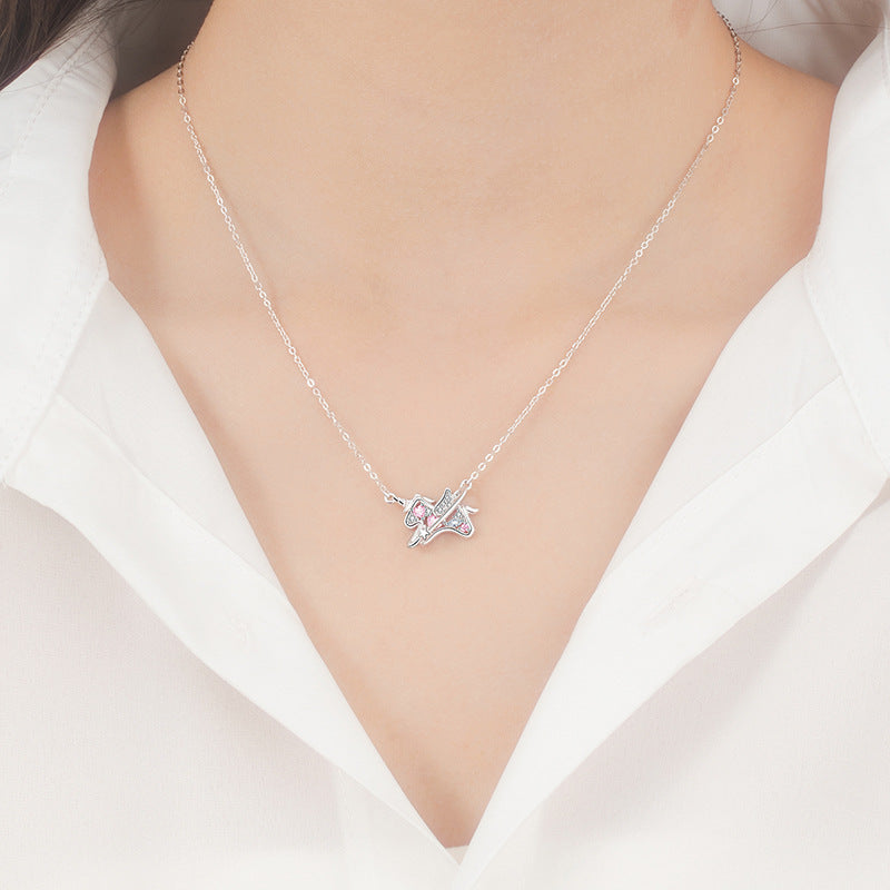 Fantasy Unicorn Sterling Silver 925 Necklace Female Sweet Cute Love Clavicle Chain Ins Style Zodiac Horse Pendant