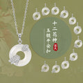Twelve Flower God Sterling Silver 925 Chalcedony Necklace Female New Chinese National Fashion Lotus Peace Buckle Clavicle Chain Flower Pendant