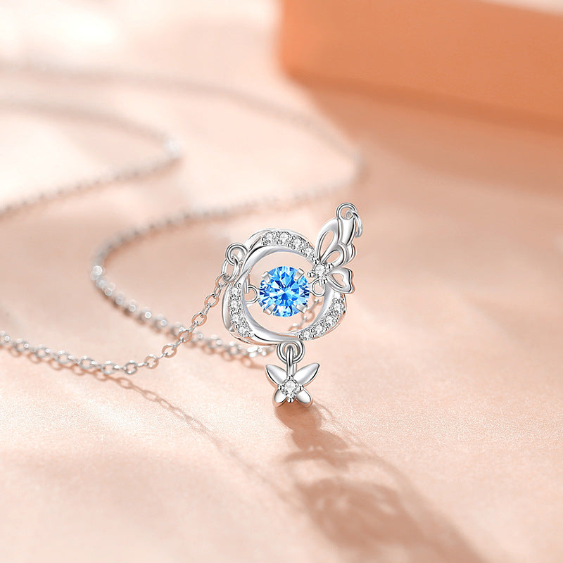 Butterfly Sterling Silver 925 Smart Necklace Female Niche Design Light Luxury Tassel Zircon Clavicle Chain Ins Love Pendant