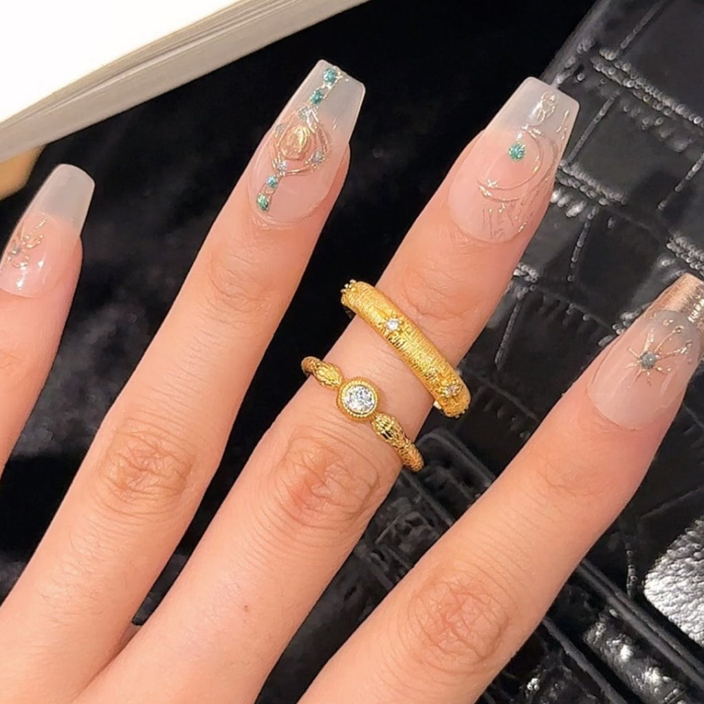 Mid-Ancient Palace Style Snake Sterling Silver 925 Ring Light Luxury High-Grade round Zircon Ring Ins Texture Ring