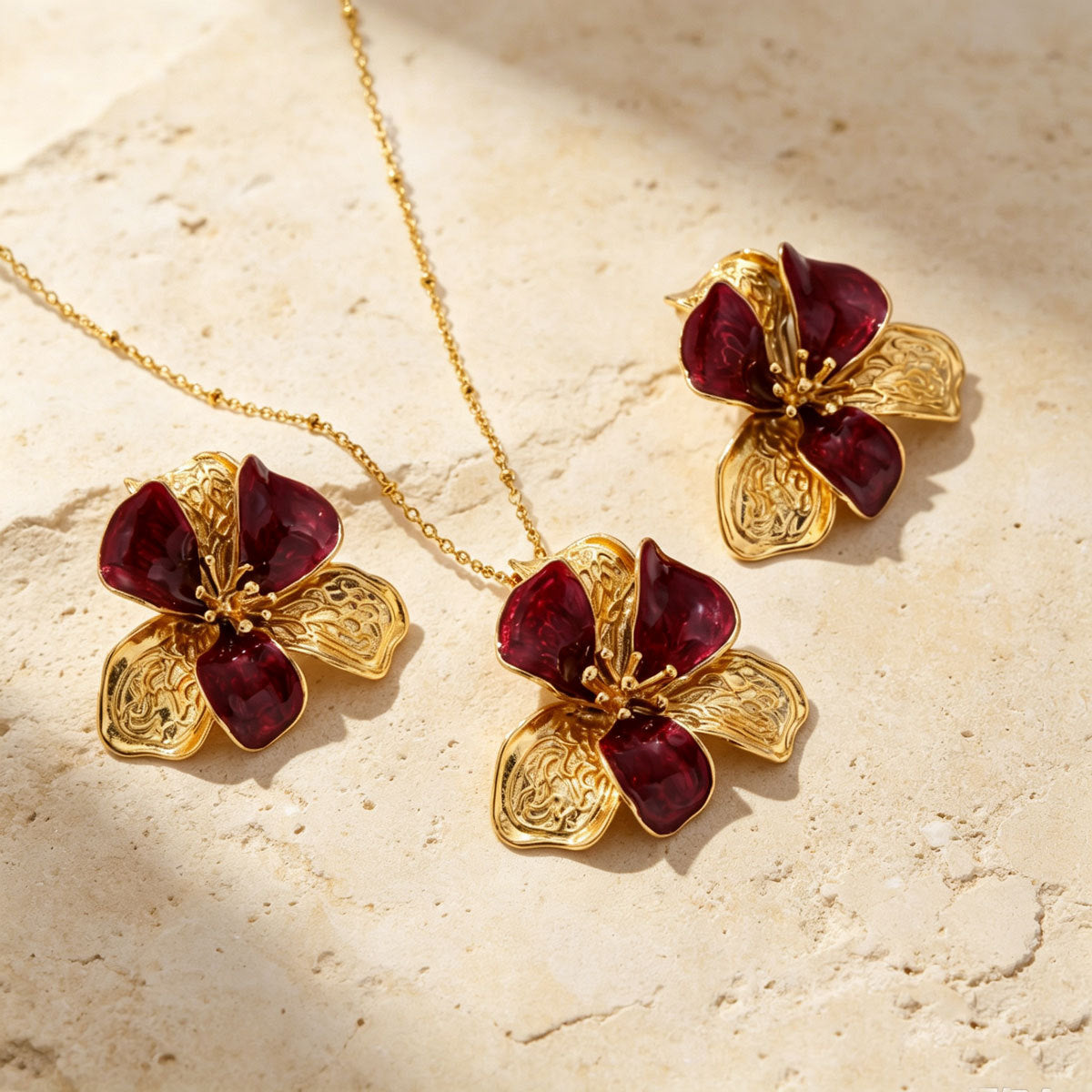 Burgundy Petal Flower Jewelry — product image 4