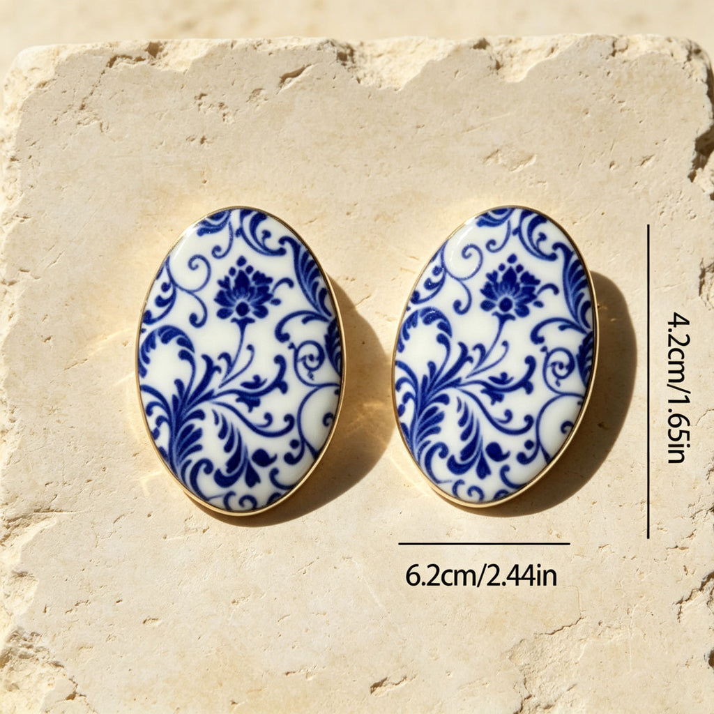 Blue and White Patterned Earrings — product image 4