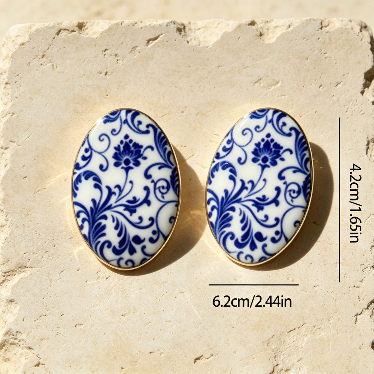 Blue and White Patterned Earrings — product image 4