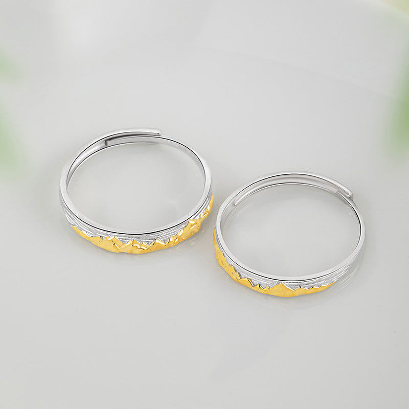 Rizhao Jinshan Sterling Silver 925 Couple Ring Niche Design Light Luxury Plain Ring Ins Style Qixi Gift Ring