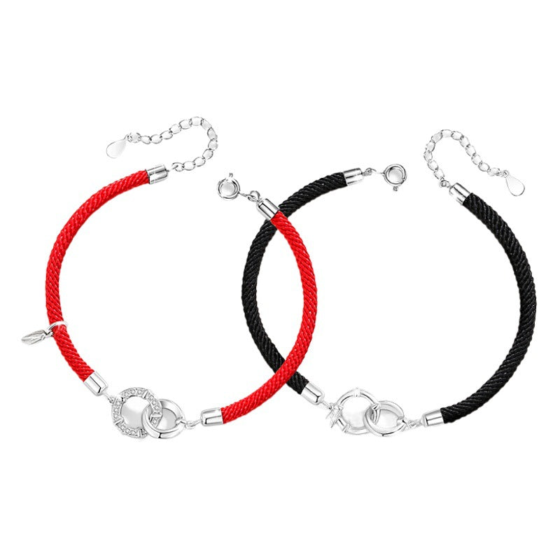 Bamboo Sterling Silver 925 Couple Bracelet Men and Women Fashion All-Match Ring Buckle Bracelet Ins Green Plum Bamboo Horse Bracelet