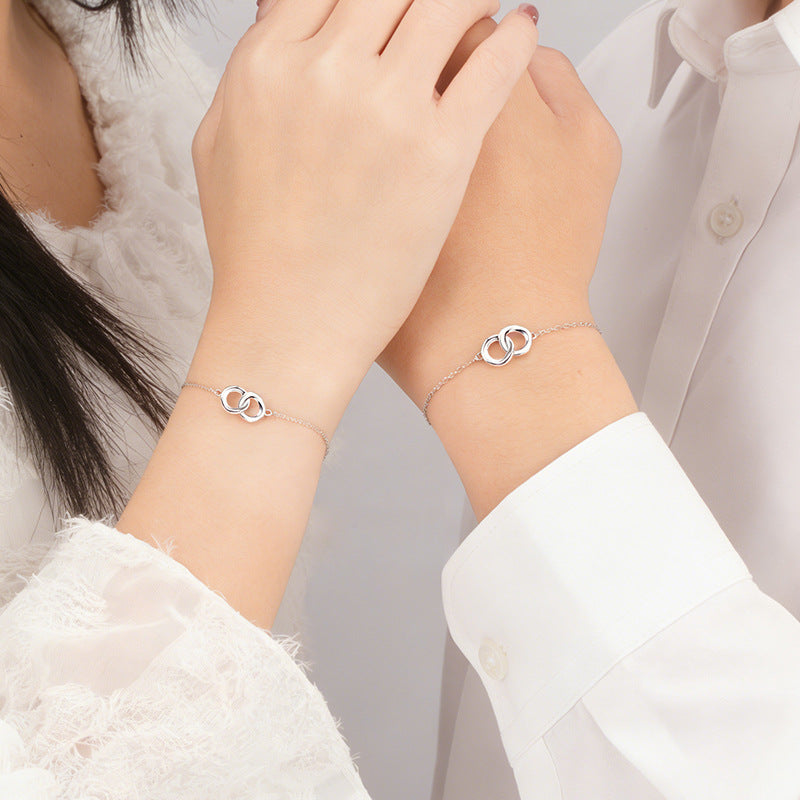 S925 Sterling Silver Mobius Couple Bracelet Light Luxury Niche Design Sense Valentine's Day Gift Silver Jewelry Source Factory