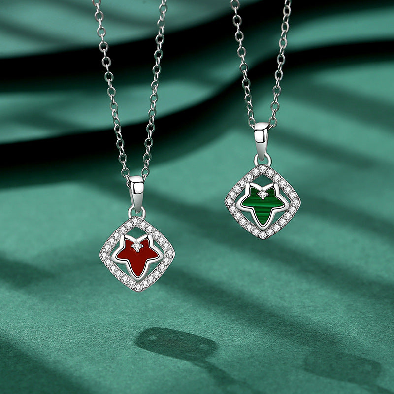 Ivy Sterling Silver 925 Necklace Female Niche Design Peacock Bracelet Valentine's Day Square Zircon Maple Leaf Stud Earrings