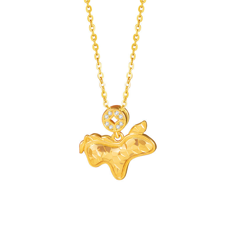 Immediately Rich Flower Sterling Silver 925 Necklace Women's Light Luxury High-Grade Sense Birth Year Copper Coin Clavicle Chain Zodiac Horse Pendant