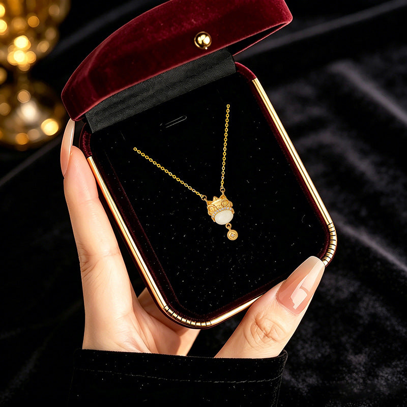 National Fashion Everything Goes Well, Xingshi, Jade Pendant, S925 Sterling Silver Necklace, Hetian Jade, Niche National Style Gift Jewelry
