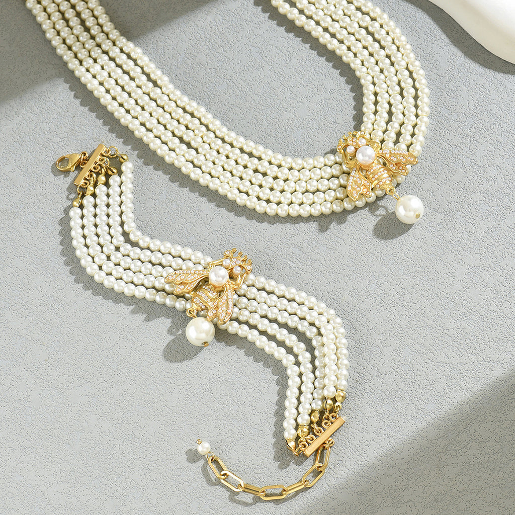 Pearl-Effect Bee Choker Jewelry — product image 2