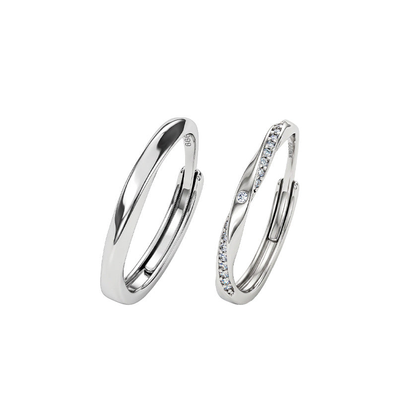 S999 Pure Silver Mobius Ring Double Knot Couple Ring Light Luxury High Sense Valentine's Day Chinese Valentine's Day Gift Ring