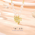 Unicorn Sterling Silver 925 Necklace Female Niche Design Light Luxury Pearl Clavicle Chain Get Things Ins Style Tianma Pendant