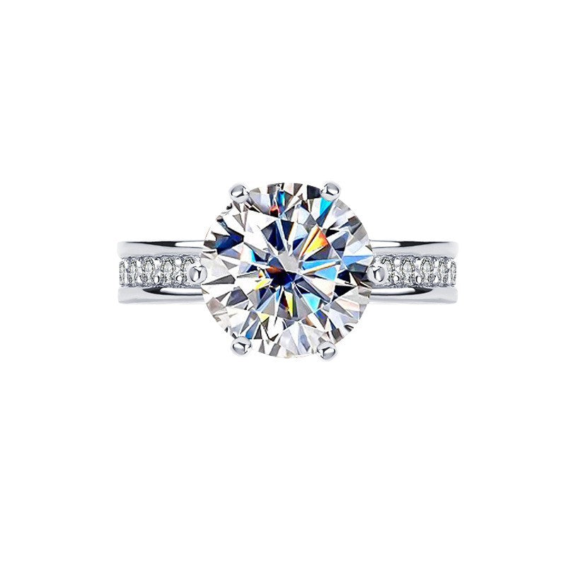 High Crown Queen Sterling Silver 925 Diamond Ring Women's Fashion All-Match Proposal Wedding Ring Ins Style Pair Ring