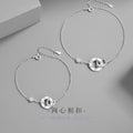 Ring Buckle Sterling Silver 925 Couple Bracelet Fashion Versatile Double Ring Bracelet Ins Style Mobius Ring Bracelet