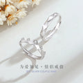 Crown Pure Silver 999 Couple Ring Men's and Women's Fashion All-Match Zircon Ring Thing Ins Wind Rhombus Ring