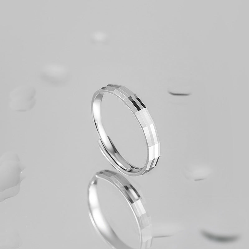 Fearless Sterling Silver 925 Ring Boys Niche Design Light Luxury Glossy Plain Ring Ins Cold Wind Single Ring