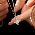 S925 Sterling Silver Necklace Women's Inlaid Natural White Chalcedony Fritillaria Four Awn Star Clavicle Chain Gentle Style Valentine's Day Gift