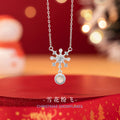 Fantasy Snowflake Sterling Silver 925 Necklace Female Niche Design Light Luxury Glass Stone Clavicle Chain Ins Christmas Pendant
