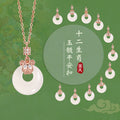 Zodiac Guardian Sterling Silver 925 Chalcedony Necklace National Fashion Spirit Snake Safety Buckle Clavicle Chain Ins Style Birth Year Pendant