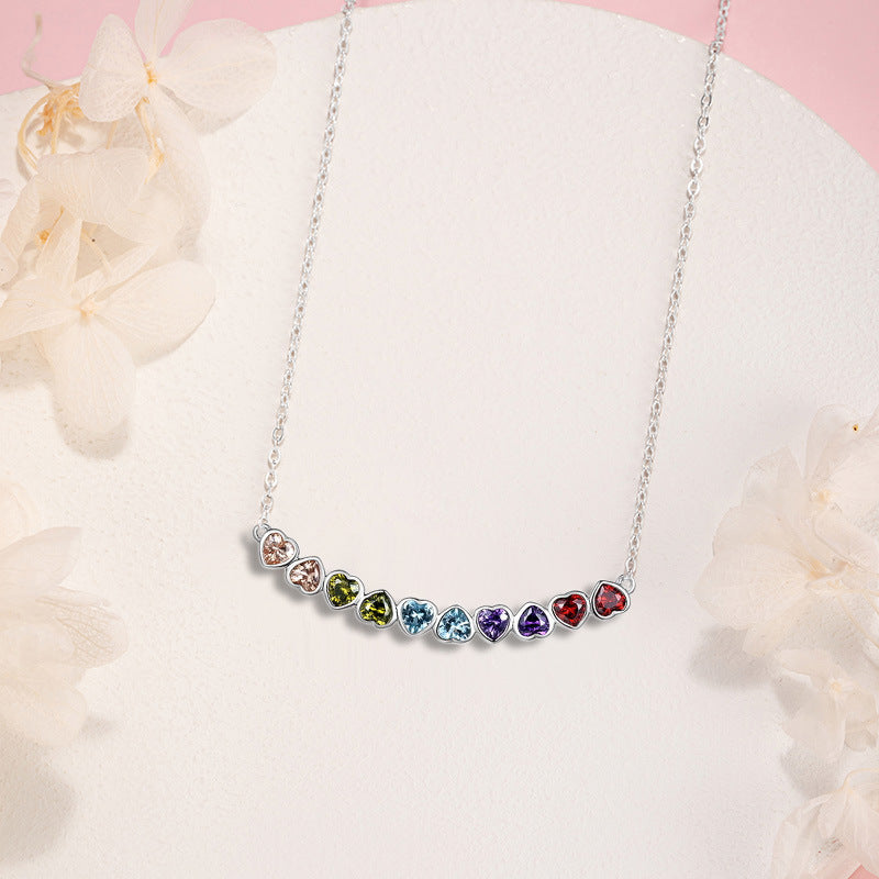 Smile Rainbow Sterling Silver 925 Necklace Female Sweet Cute Love Zircon Clavicle Chain Ins Dopamine Pendant