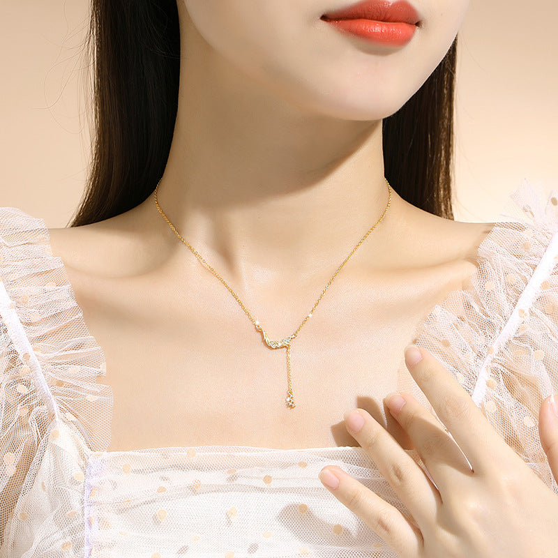 Tassel Safe Sterling Silver 925 Necklace Female Niche Design Light Luxury Tassel Clavicle Chain Qixi Ins Wheat Ear Pendant