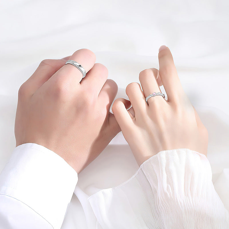 Rose Sterling Silver 925 Couple Ring Men and Women Fashion Versatile Star Ring Ins Style Zircon Planet Ring