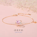 Planet Sterling Silver 925 Bracelet Female Niche Design Light Luxury Pink Diamond Bracelet Get Things Ins Style Love Zircon Bracelet