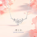 Cherry Blossom Sterling Silver 925 Necklace Female Niche Design Light Luxury Leaf Clavicle Chain Get Things Ins Style Flower Pendant