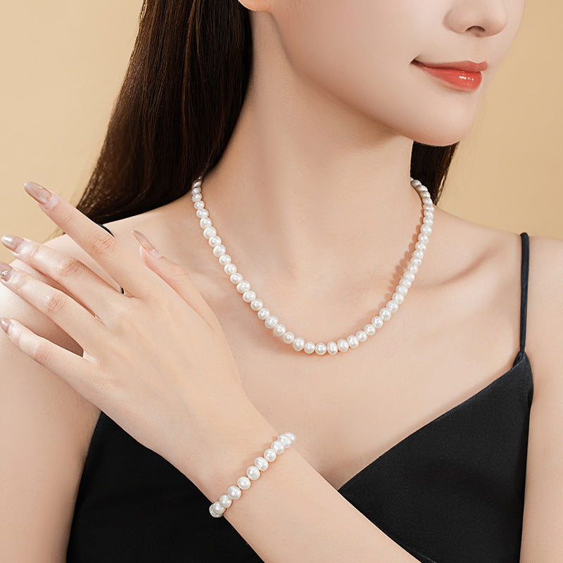 Natural Freshwater Pearl Sterling Silver 925 Necklace Female Niche Design Light Luxury Clavicle Chain Valentine's Day Gift Pendant