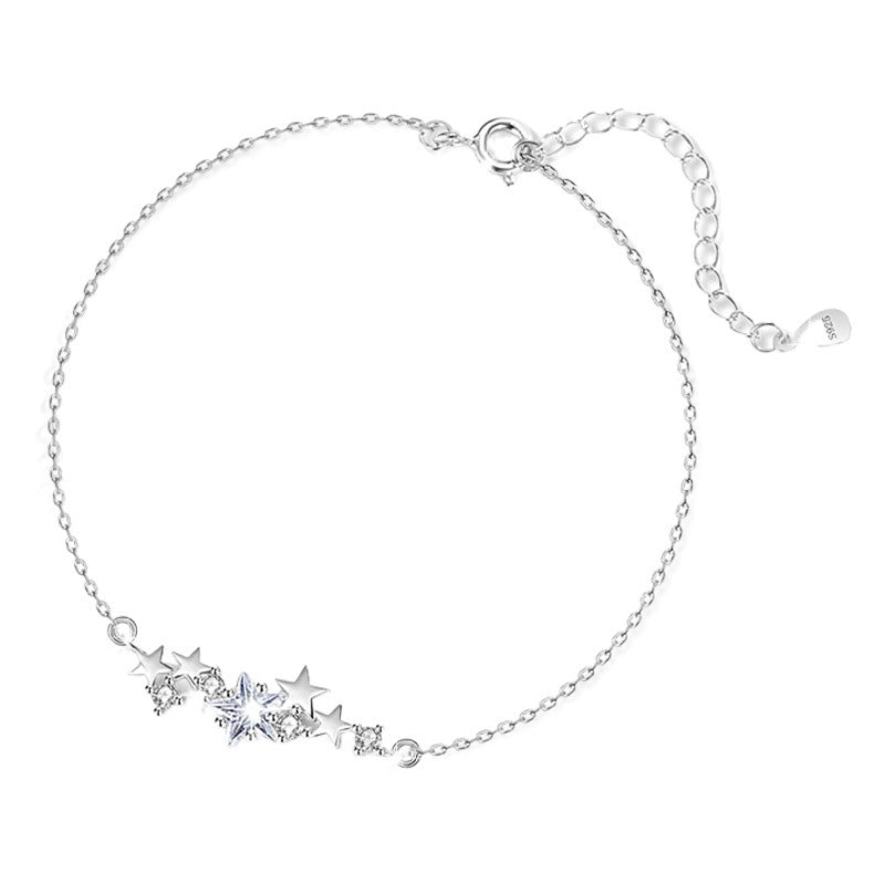 Meteor Shower Sterling Silver 925 Bracelet Female Niche Design Light Luxury Starry Bracelet Ins Style Star Bracelet