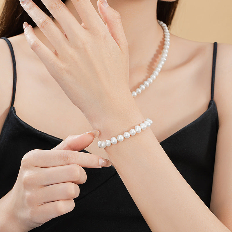 Natural Freshwater Pearl Bracelet Female Niche Design Light Luxury Bracelet Female Jewelry Mother Birthday Gift Bracelet
