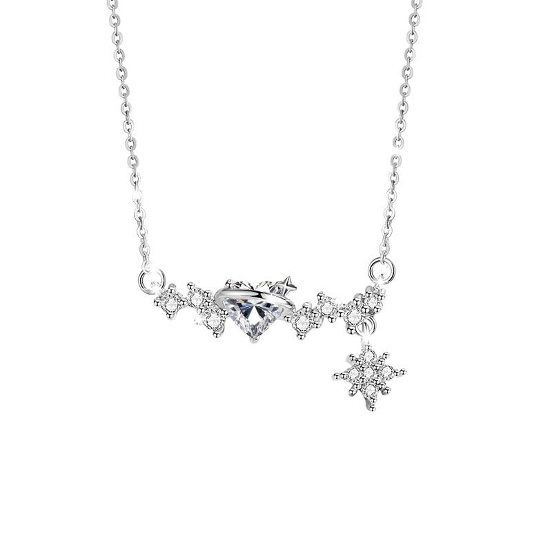2026 New Love Color Changing Stone S925 Sterling Silver Necklace Female UV Light Changing Zircon Niche Light Luxury Ins Style