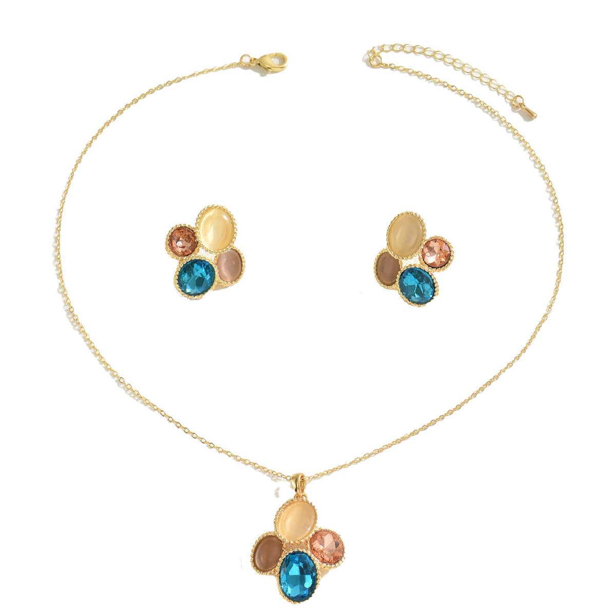 Blue and Peach Triple-Center Jewelry — product image 5