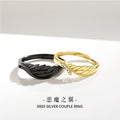 Angel Wings Sterling Silver 925 Couple Ring Men and Women Fashion Versatile Zircon Ring Ins Wind Wings Pair Ring